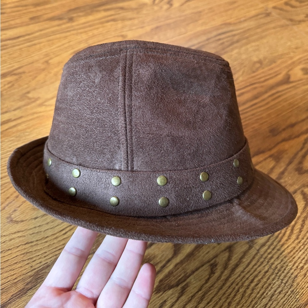 Brown faux suede fedora size large